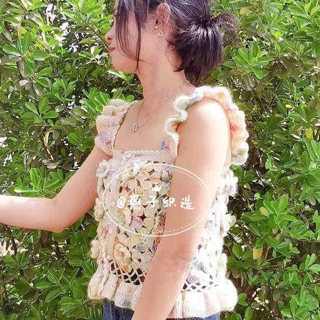 花语成人材料包 （配视频教程） 立体钩花 段染不规则棉线 原创