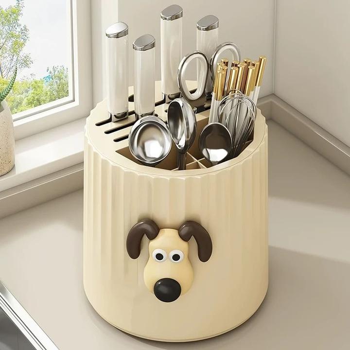 旋转刀架置物架多功能筷子筒厨房台面菜刀架筷笼一体收纳神器D922