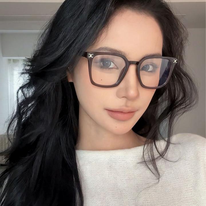 冷茶色大框眼镜女款高级感显脸小素颜神器粗框方圆脸方框装饰复古