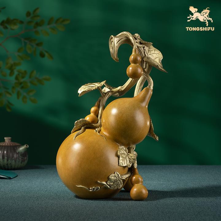 铜师傅 《福禄满堂》客厅桌面铜葫芦摆件 家居装饰工艺品