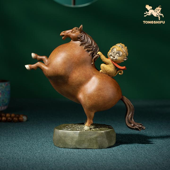 铜师傅 《马上封侯》客厅桌面铜马摆件 家居装饰工艺品