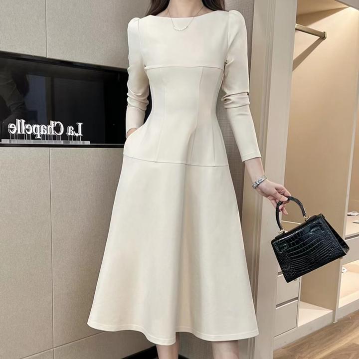 拉夏贝尔25现货清仓春气质修身显瘦磨毛加绒打底连衣裙 7272 AZQ