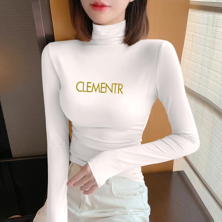 秋冬新款黑色洋气时髦设计百搭高领长袖t莫代尔薄款内搭女打底衫