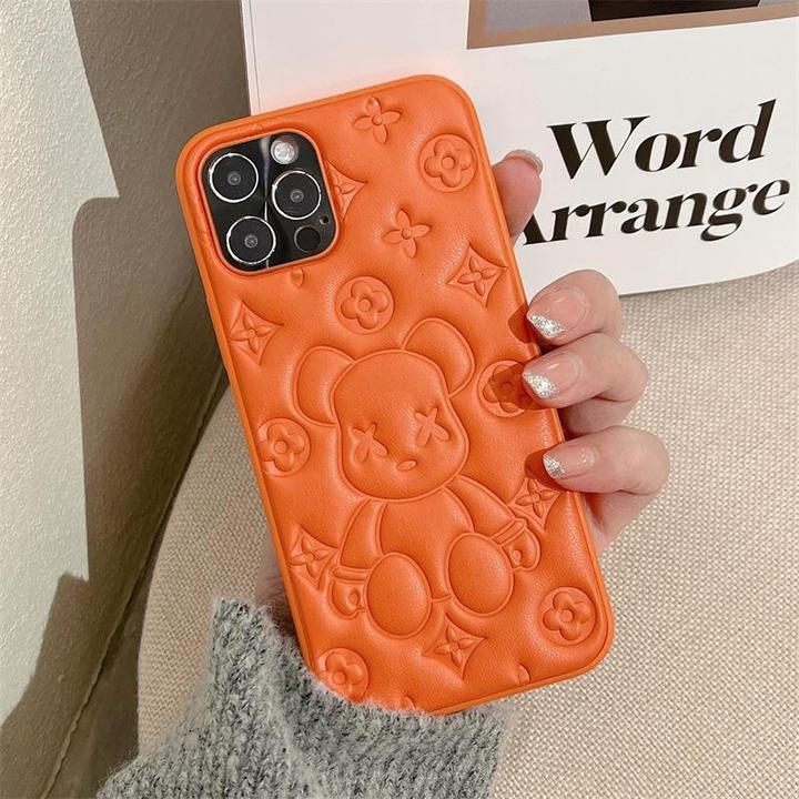 暴力熊苹果15手机壳12女款iPhone14pro皮纹13压印XSmax潮牌XR防摔