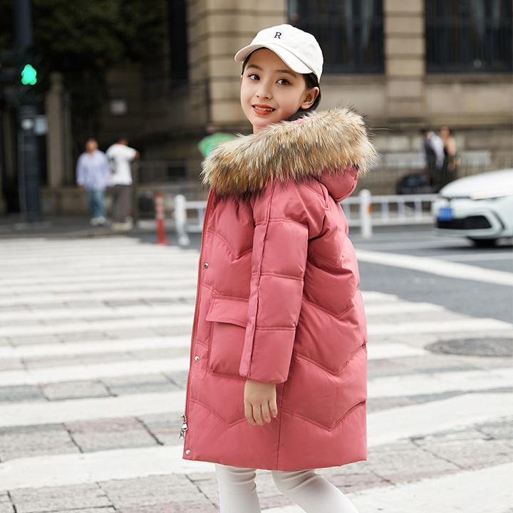 巴拉巴拉儿童羽绒服女童中长款韩版女童白鸭绒宝宝洋气加厚外套潮