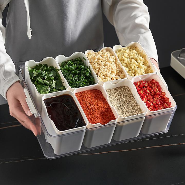 火锅店调料罐容器收纳盒自助商用蘸料台烤肉调味品一体多格带盖子