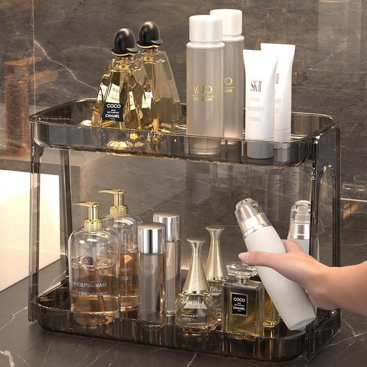 轻奢卫生间双层置物架洗漱台化妆品收纳盒桌面浴室用护肤品收纳架