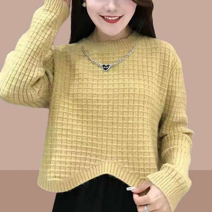 2024秋冬季新款针织衫上衣女士毛衣小个子短款上衣爆款大码女装