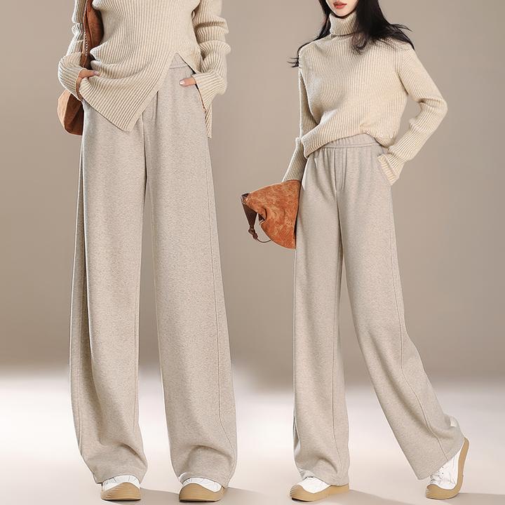 糯米裤女春秋款2024新款高腰垂感加绒高级感宽松直筒窄版阔腿裤子