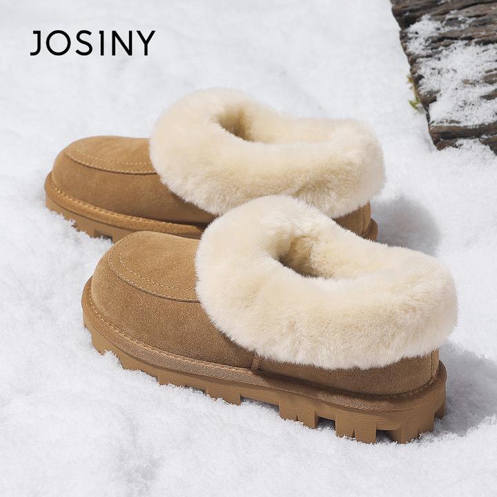 卓诗尼2025秋冬新款厚底包头皮毛一体雪地靴女外穿时尚休闲毛毛鞋