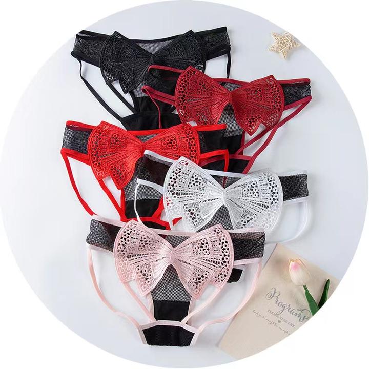 一组3条装 时尚蕾丝舒适美背性感女士法式薄款镂空女三角内裤少女