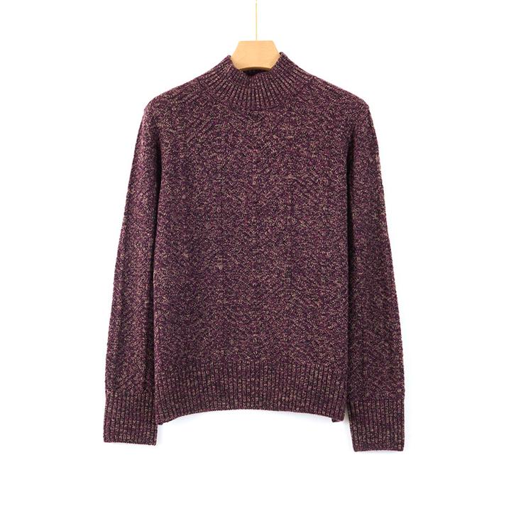 天山品牌秋冬新款时尚百搭复古长袖半高领套头女针织衫-YTNL5359T