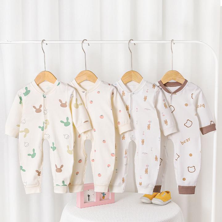 婴儿连体衣春秋 男女宝宝开裆哈衣冬季长袖新生儿纯棉睡衣幼儿服