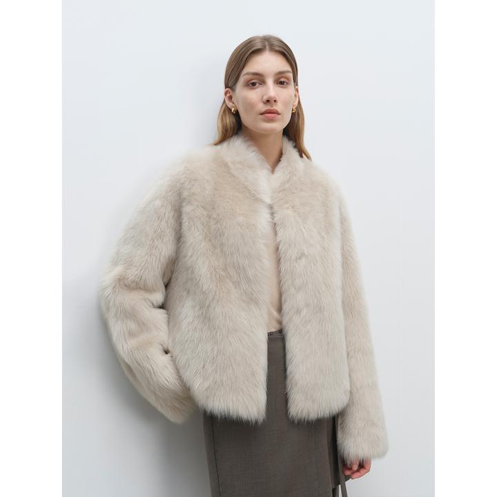 MSBEAST/野兽小姐双层小立领进口托斯卡纳皮毛一体外套丨北岛屿诗