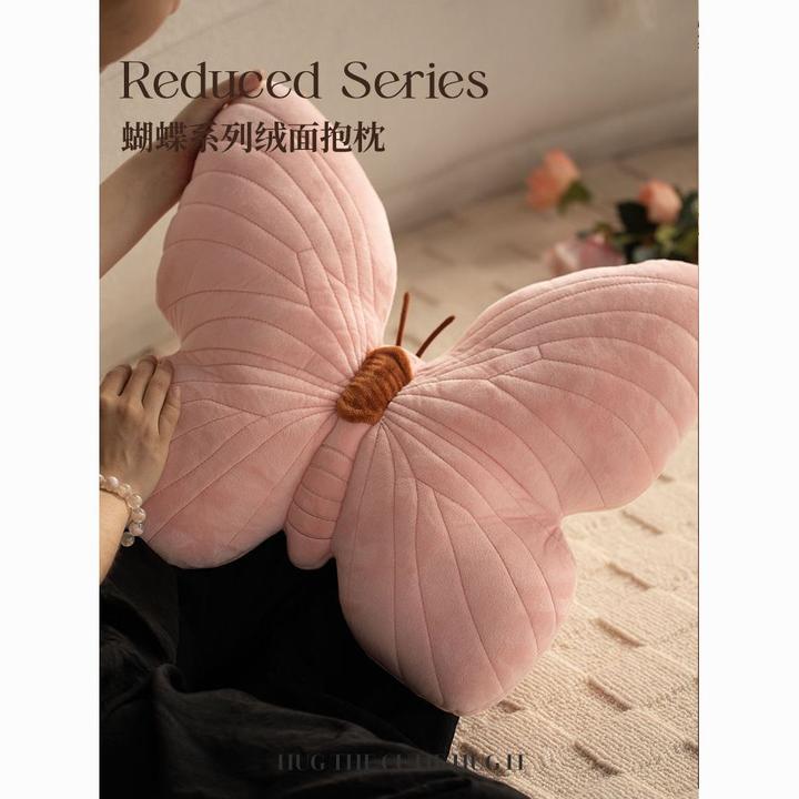 少女心蝴蝶抱枕可爱原创ins靠枕柔软粉色蝴蝶抱枕床头靠枕摆件
