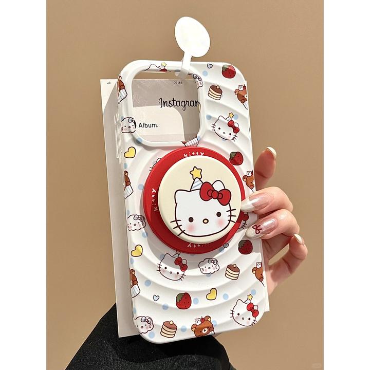 欧克里里生日帽kitty磁吸支架适用iPhone16手机壳苹果15/14卡通13