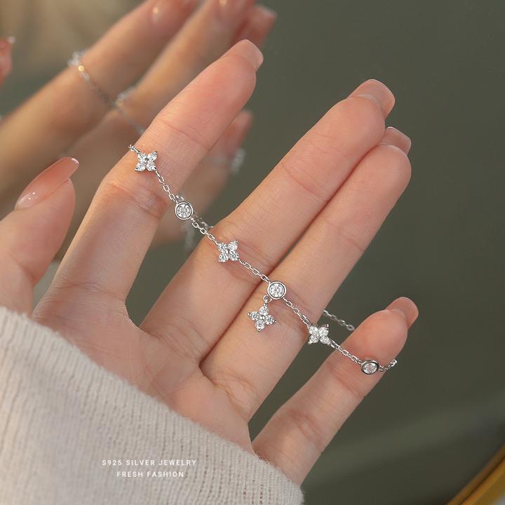 梦银格 925银手链 925银四叶草手链小幸运手串女轻奢小众气质网红