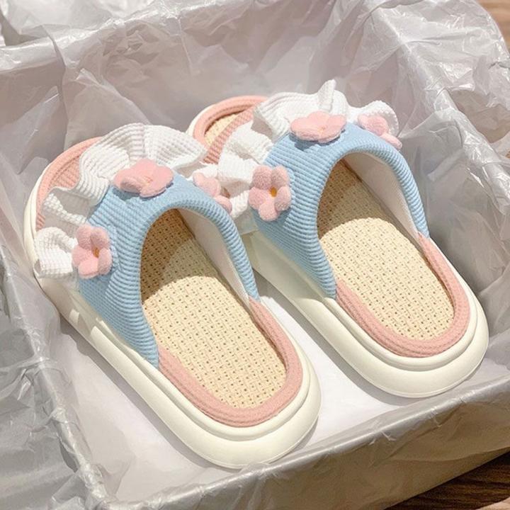 亚麻拖鞋女室内家居夏季居家四季家用防滑静音春秋厚底棉麻凉拖鞋