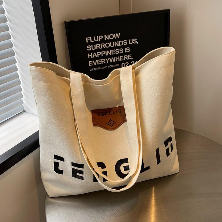 帆布包女2024新款大容量拎书袋学生补习托特单肩斜挎包手提布袋子