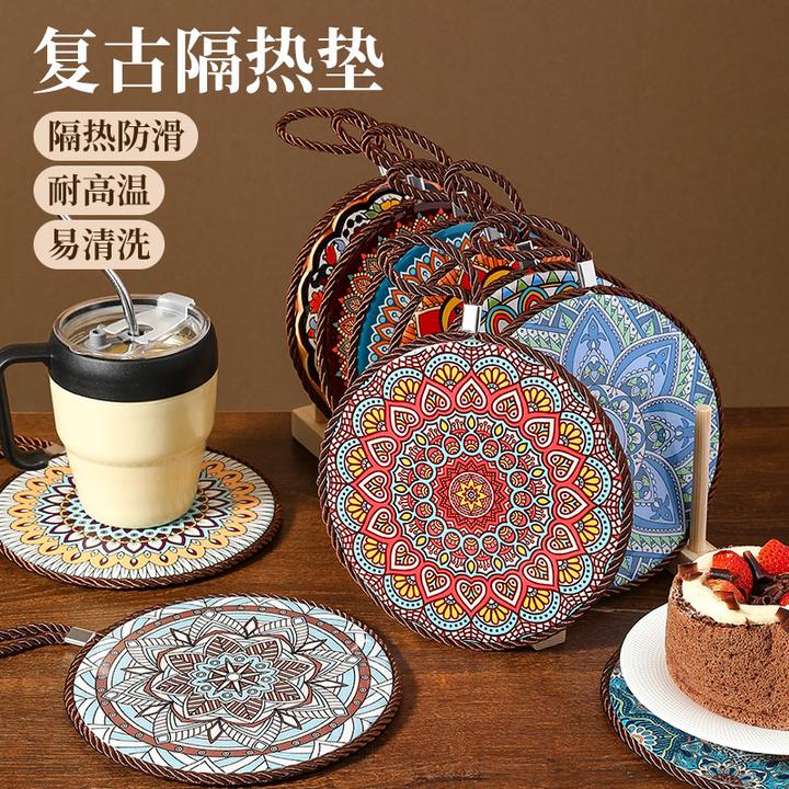 复古隔热垫耐高温砂锅防烫垫珐琅锅垫子陶瓷新中式餐桌防滑餐盘垫