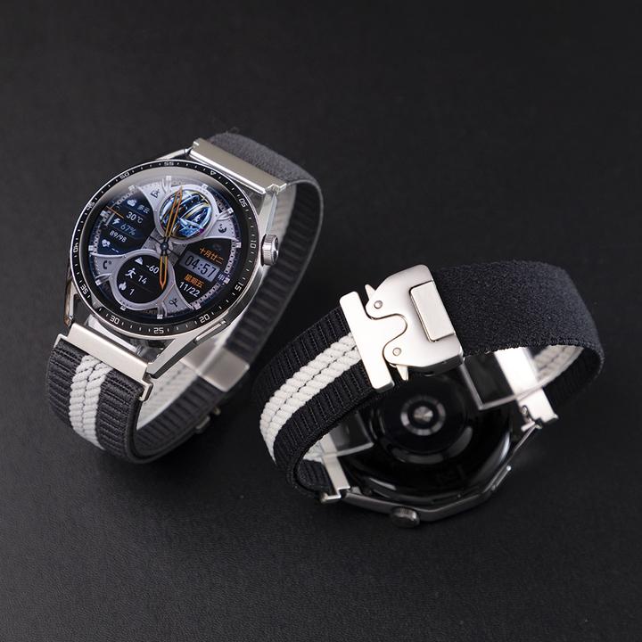 适用华为手表GT5/6表带GT3机甲风双条纹Watch5/4pro尼龙编织腕带