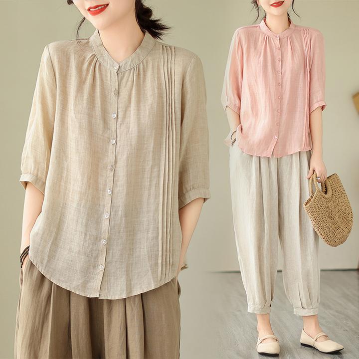 显瘦新款休闲棉质套装女士夏季高端时尚搭配一整套中袖上衣九分裤