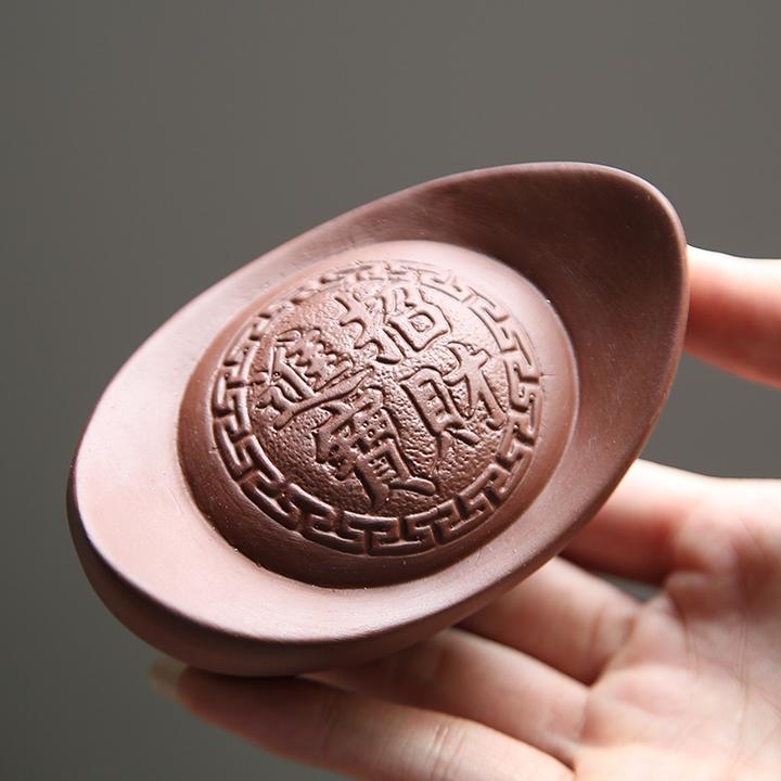 大红袍紫砂茶宠茶桌摆件精品可养茶具配件茶台盖置摆件大号元宝