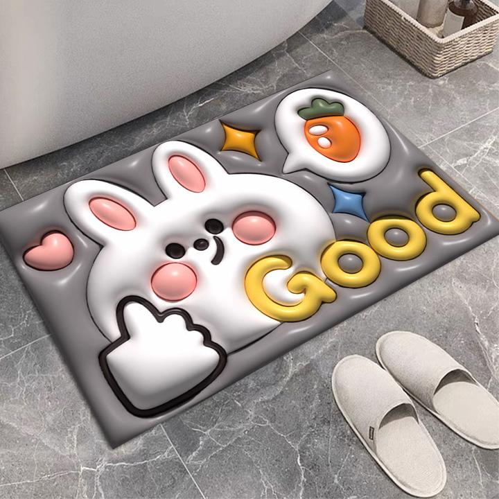 卡通软硅藻浴室地垫吸水3d防滑橡胶脚垫厨房卫生间门口地垫门垫