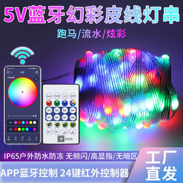 新款氛围幻彩皮线控制网红声控串灯彩灯幻彩流水灯带寿宴场景布置