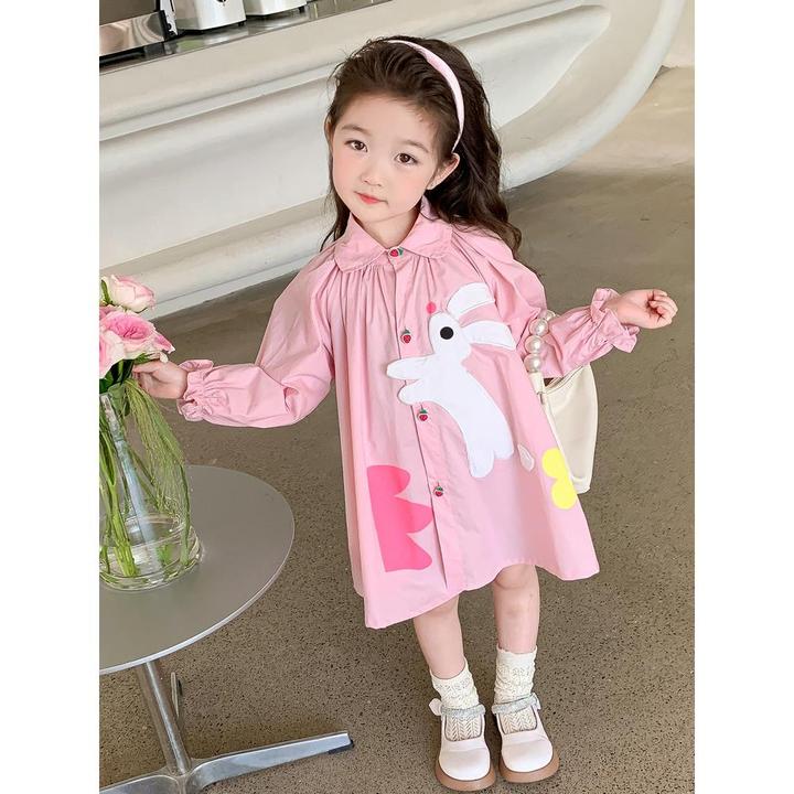 尤柯鸟女童连衣裙春秋2025新款儿童洋气春季棉女宝宝长袖衬衫裙子