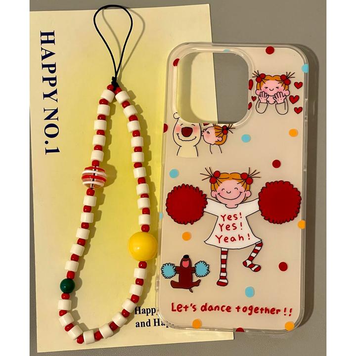 这家壳可爱波点女孩适用苹果16promax手机壳iPhone13/15手链14软