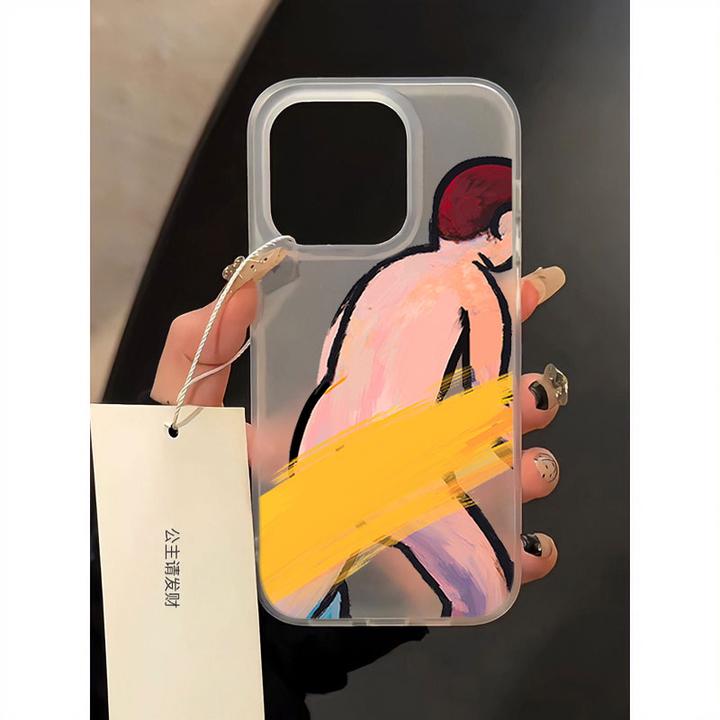 油画男人iPhone15P_14promax磨砂手机壳13_12苹果11软硅胶xs防摔