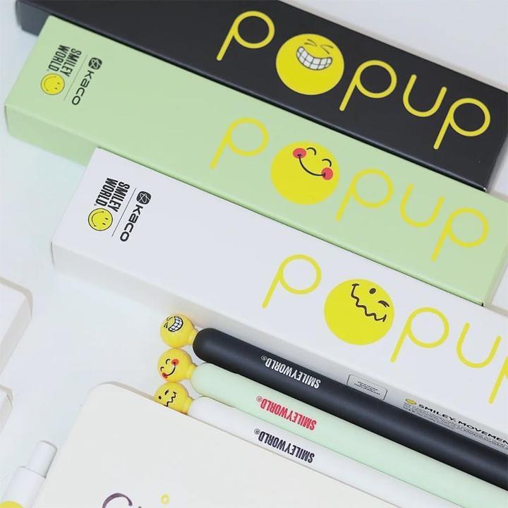 KACO微笑世界联名款中性笔Smile world笑脸限定学生0.5按动水笔黑