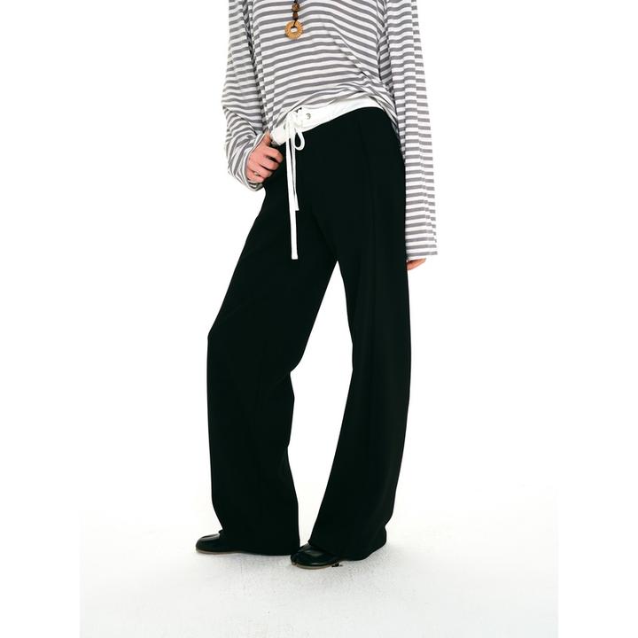 1747 原创设计美式撞色绑带休闲高级感卫裤 舒适宽松运动直筒长裤