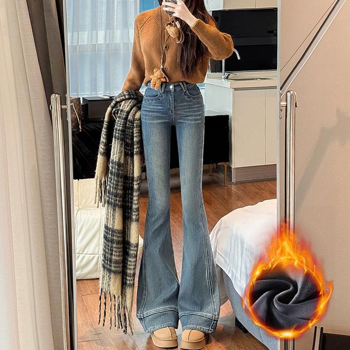 高腰辣妹微喇牛仔裤女2025年秋季新款修身显瘦显高弹力百搭小个子