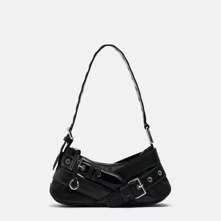 韩系小众甜酷辣妹手提包包女纯色高级感单肩包包时尚百搭机车包包