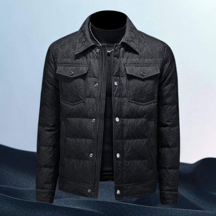 巴赛娜缇白鸭绒男士羽绒服短款商务休闲帅气翻领冬装外套上衣衣服