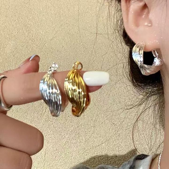 卡柒 铜合金耳饰 复古港风圈圈耳环女简约百搭时尚气质高级感耳饰