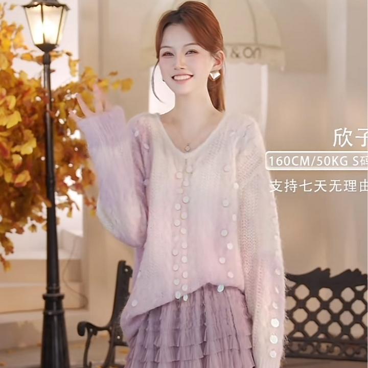 ON&ON/安乃安秋冬新款韩系减龄渐变色编织毛衣NNWW4144571