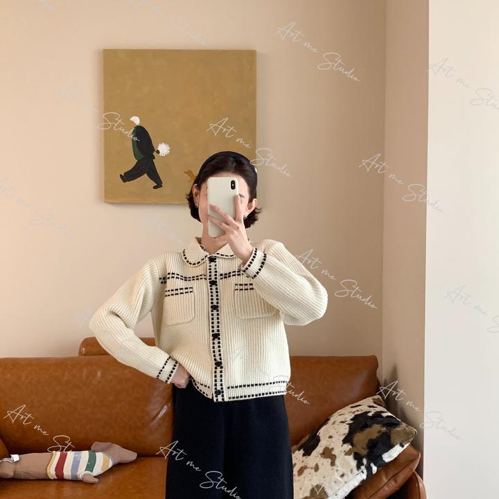 【ART ME】绵羊毛撞色边娃娃领精致甜酷贵气感外套w24572