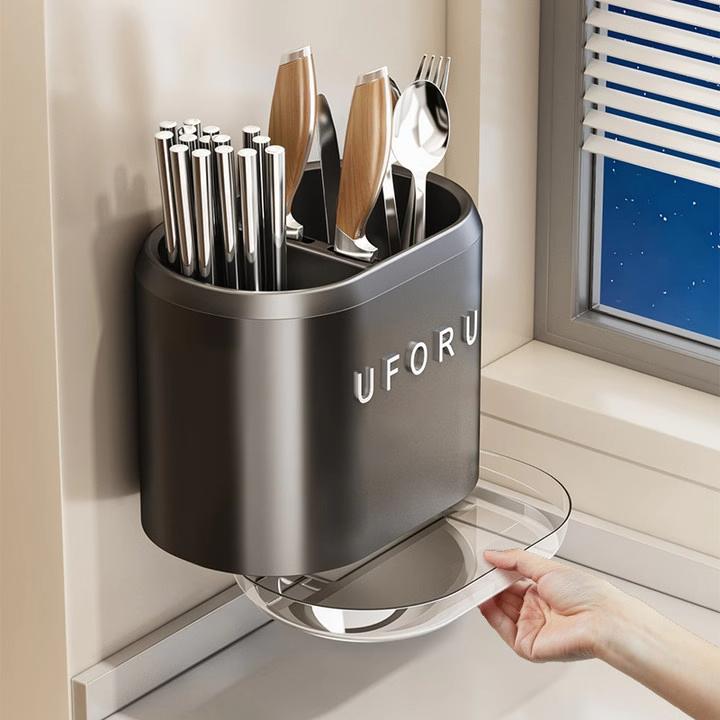 优勤筷子收纳盒厨房家用高档新款筷子筒壁挂式刀架筷筒一体收纳架