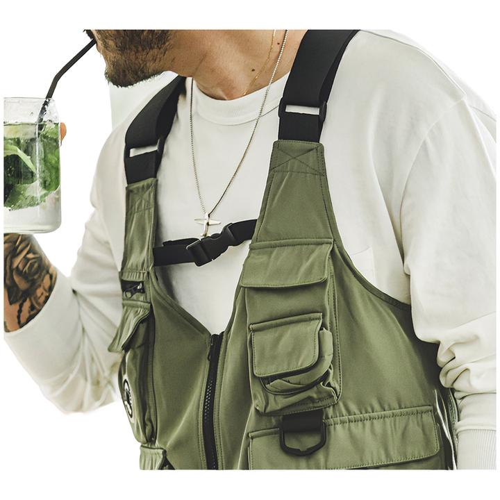 马登工装夏季复古多口袋机能风马甲无袖坎肩背心两用挎包外套潮男