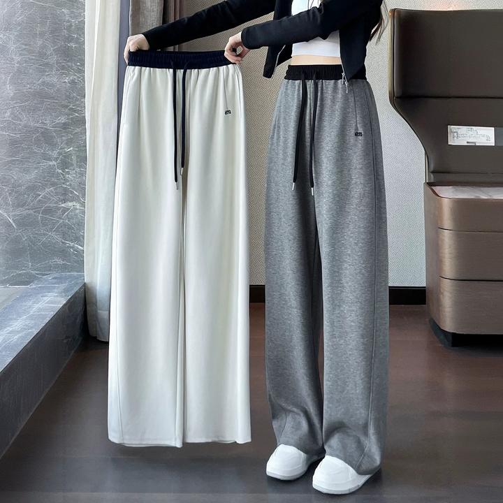 运动香蕉阔腿裤女春秋季高腰宽松直筒秋冬休闲裤子宽松镰刀弯刀裤