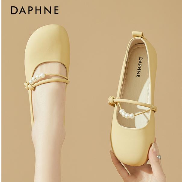 达芙妮玛丽珍女鞋2025新款夏季豆豆鞋软底浅口孕妇小皮鞋平底单鞋