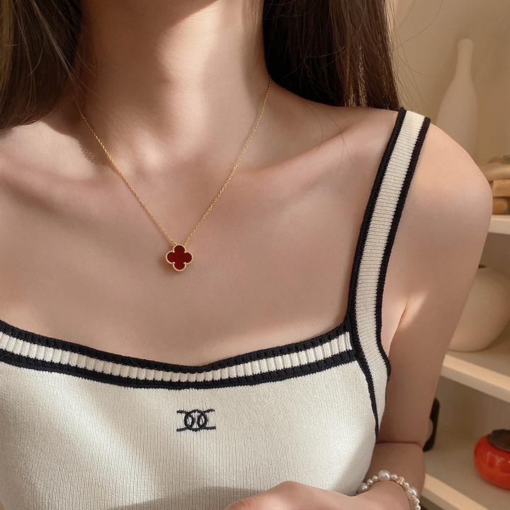 钛钢项链 四叶花项链女轻奢小众设计高级感锁骨链爆款配饰