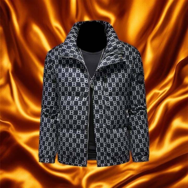 维斯克纳时尚羽绒服男冬季新款字母白鸭绒潮牌加厚保暖立领外套潮