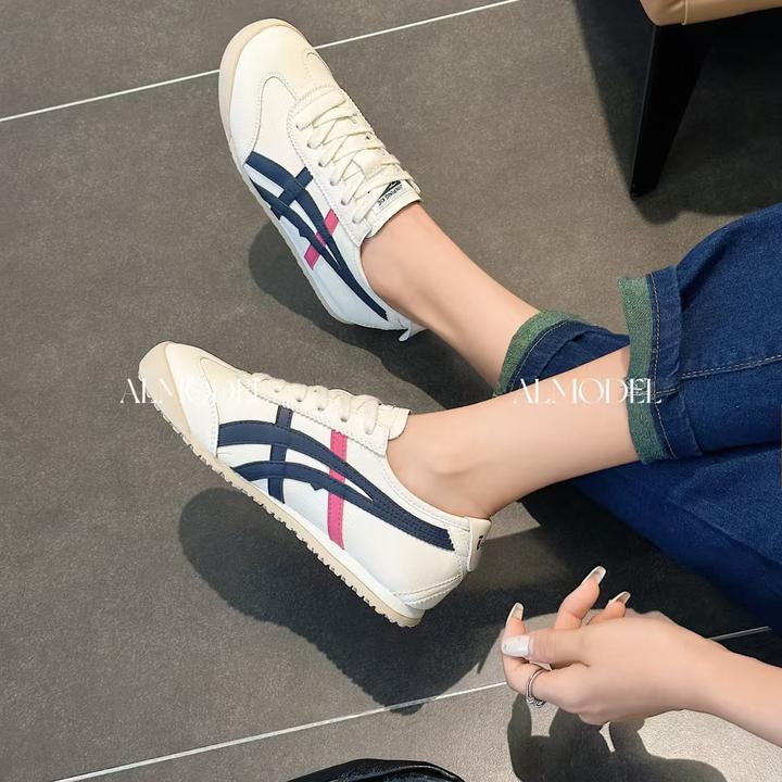 真皮虎冢鞋经典复古女鞋运动休闲板鞋柔软舒适软底德训阿甘鞋