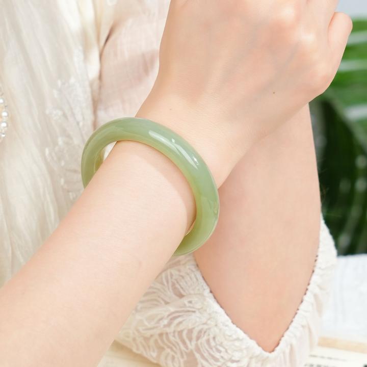 印象眸和田玉手镯浅青玉镯子晴水玉手镯子 附证书【优选级】 NT礼物