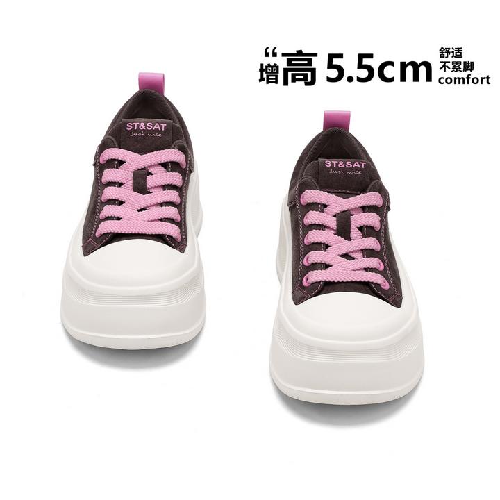 星期六高颜值磨砂皮增高休闲鞋2025新款爆款轻便软底防滑运动板鞋