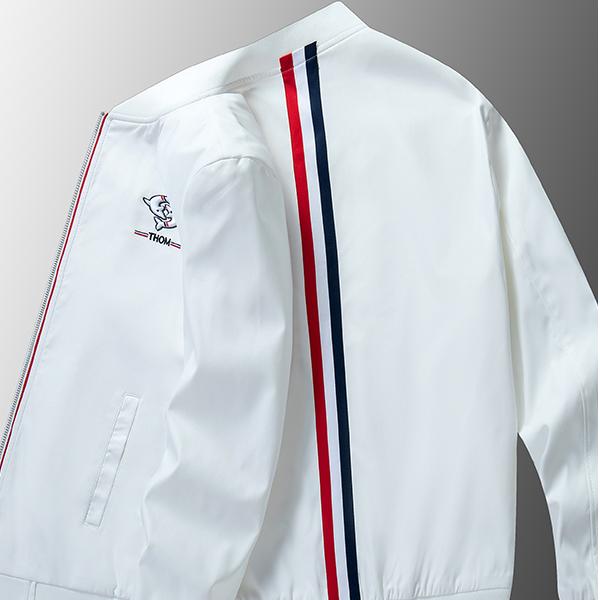 轻奢时尚海豚刺绣夹克男外套春秋季休闲3条杠情侣装上衣帅气百搭